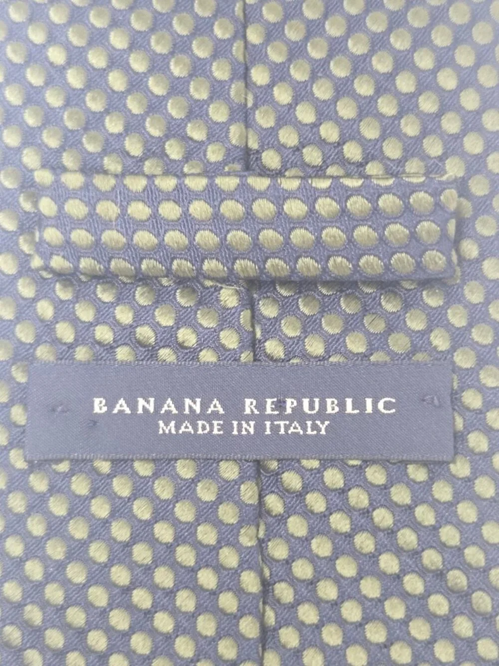 Banana Republic Mens 57 Inch Italian Silk Tie Navy Green Polka Dot Italy